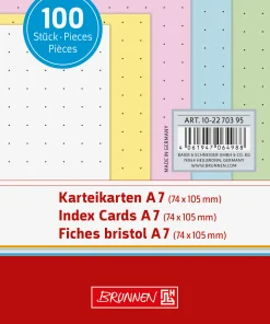 Karteikarten A7 Brunnen, dotted, farbig sortiert 100St