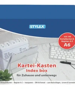 Karteikasten Lernkartei A6, Stylex, Register, 100 KK, transparent
