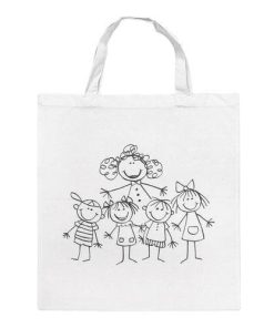Baumwolltasche, mit Frau und Kindern zum Bemalen