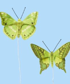 2 Papier Schmetterlinge, 6 cm, grün
