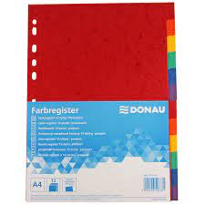 Register A4 Donau Karton farbig 12-tlg.